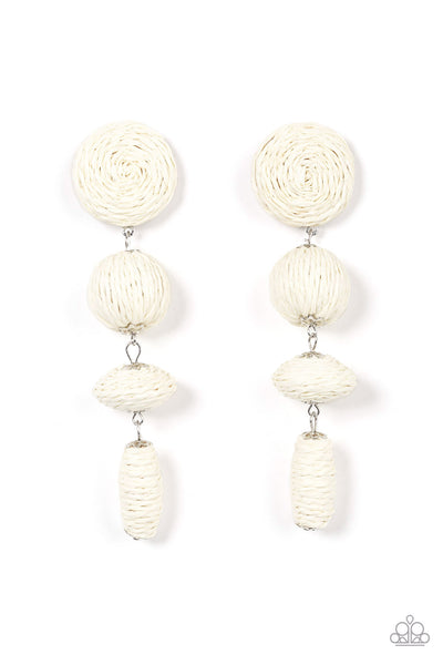 Paparazzi Earrings-  Twine Tango - White