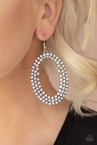 Paparazzi  Earrings -  Radical Razzle - White ( June 2020 Life Of The Party) - SHOPBLINGINGPRETTY