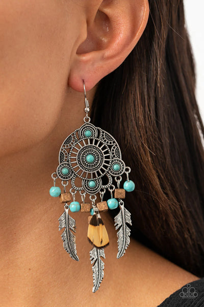 Paparazzi Earrings - Desert Plains - Blue (October 2020 Life Of The Party)