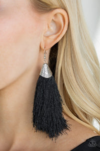 Paparazzi Earrings - Tassel Temptress - Black - SHOPBLINGINGPRETTY