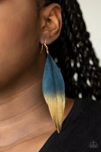 Paparazzi Earrings  - Fleek Feathers - Blue
