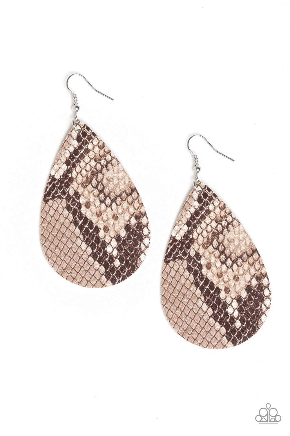 Paparazzi Earrings -  Hiss, Hiss - Brown - SHOPBLINGINGPRETTY