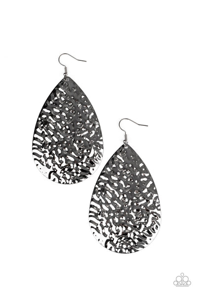 Paparazzi Earrings - Metallic Mirrors - Black