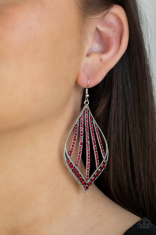 Paparazzi Earrings -  Showcase Sparkle - Red