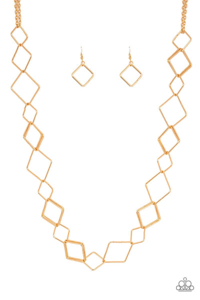 Paparazzi Necklaces - Backed Into A Corner - Gold