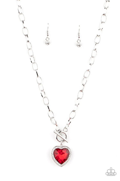 Paparazzi Necklace -  Check Your Heart Rate - Red